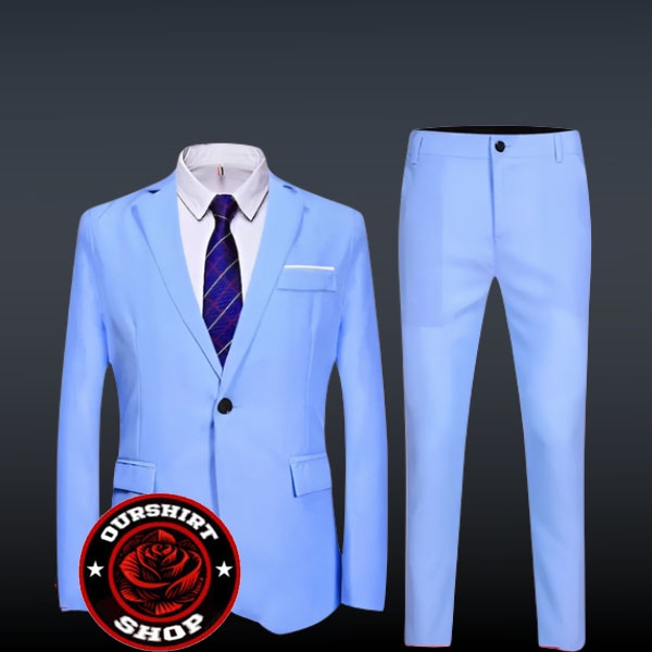 SETELAN JAS CELANA BIRU MUDA FORMAL / JAS FORMAL PRIA / JAS KANTOR / JAS NIKAH TERBARU