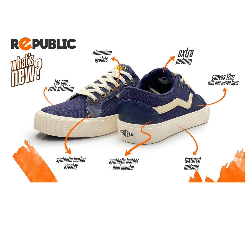 Sepatu Ventela Republic [Black Natural/Fullwhite/Navy/Grey/Cream]-1