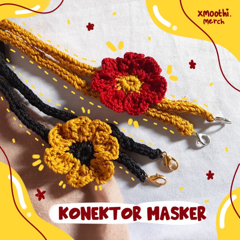STRAP MASKER RAJUT - KONEKTOR/STRAP MASKER BUNGA - CROCHET AESTHETIC - TALI MASKER