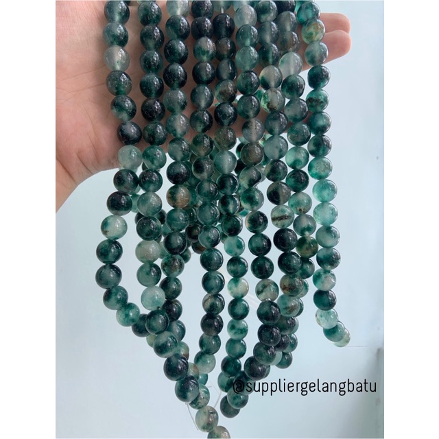 renceng batu giok hongkong 12mm chalcedony akik hijau corak kalsedon