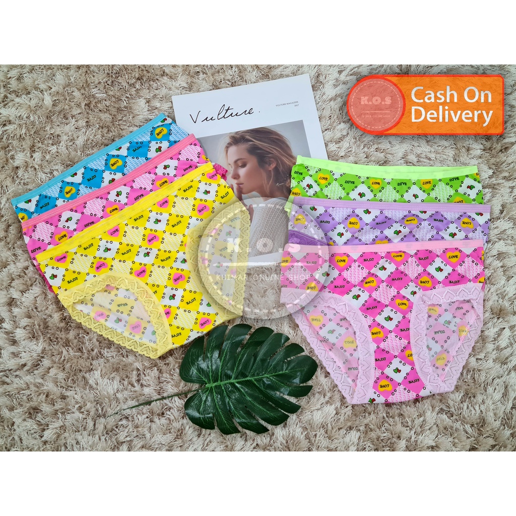 celana dalam remaja motif acak kombinasi renda free size