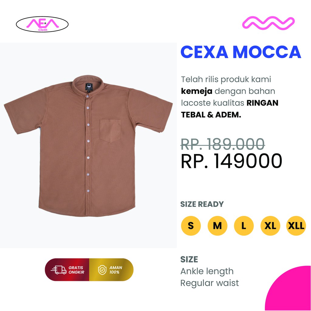 Cexa Kemeja Lengan Pendek / hem Pria Premium - Bahan Lacoste Casual Trendy Original BERGARANSI