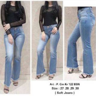  Celana  Jeans Wanita Lola Slit Cutbray  Jumbo Size Skinny 