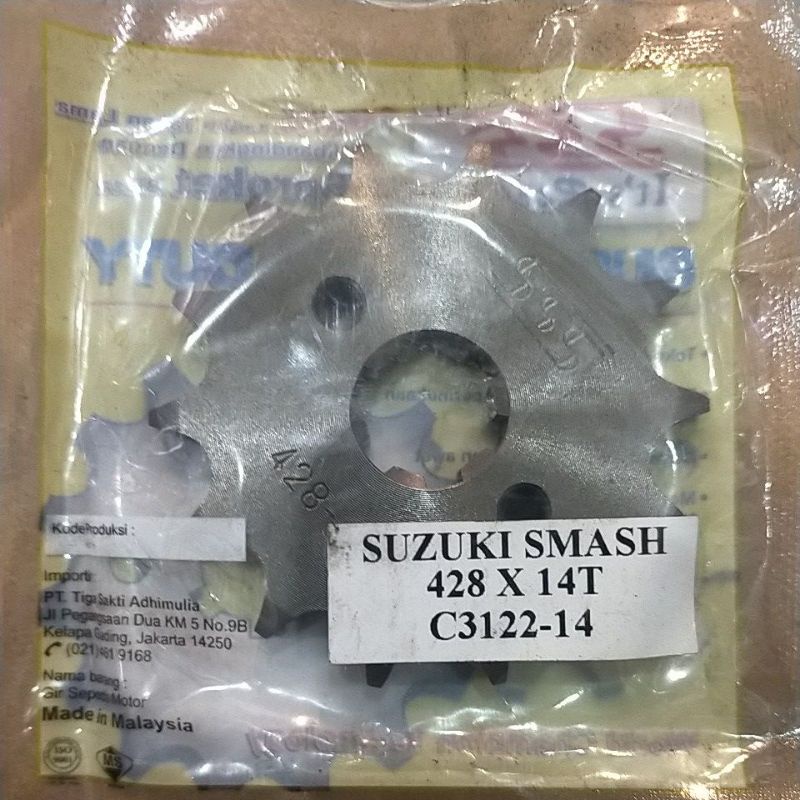 SSS GEAR GER DEPAN 428 520 JUPITER VIXION R15 MEGAPRO GL CB150R SUPRA SATRIA FU SMASH SHOGUN GIR FRONT SPROCKET-Sss 428x14 smash.kph