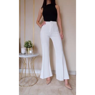 HOPYLOVY Wide Leg Scuba Pants Celana Cutbray Wanita HOPYLOVY Wide Leg Scuba Pants Celana Cutbray Wanita