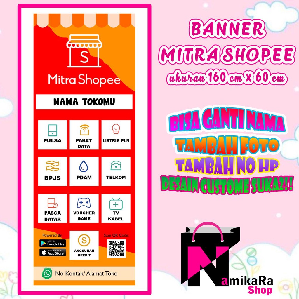 Banner Spanduk Backdrop Mitra Shopee/Banner Mitra Shopee Custome / Backdrop Mitra Shopee BISA COD