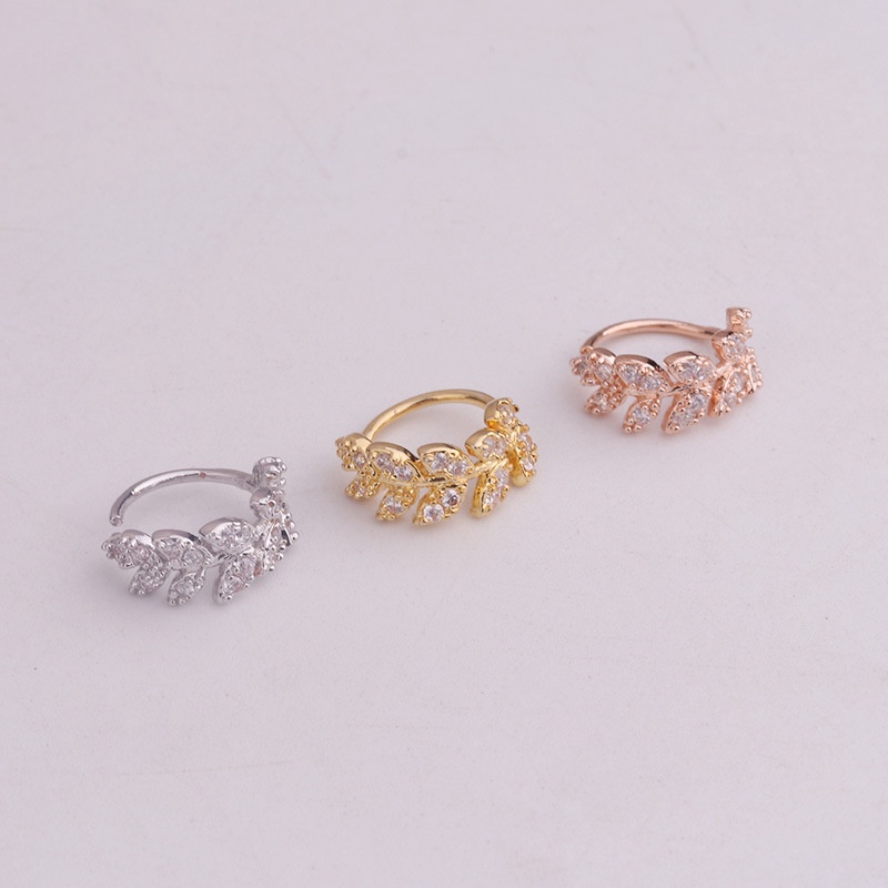 1PC Gold Sliver Color Tree Leaves Tone CZ Helix Cartilage Hoop Earring Tragus Rook Snug Ear Piercing Jewelry