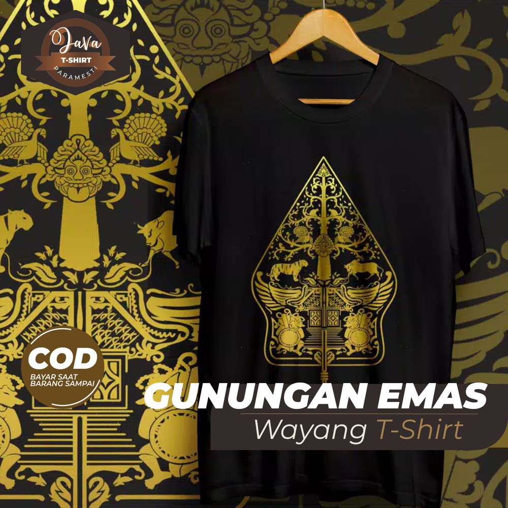 Kaos Pria - Kaos Distro Baju Kaos Oblong T Shirt Pria Wanita Motif Wayang dan Kata Kata Jawa Gununga