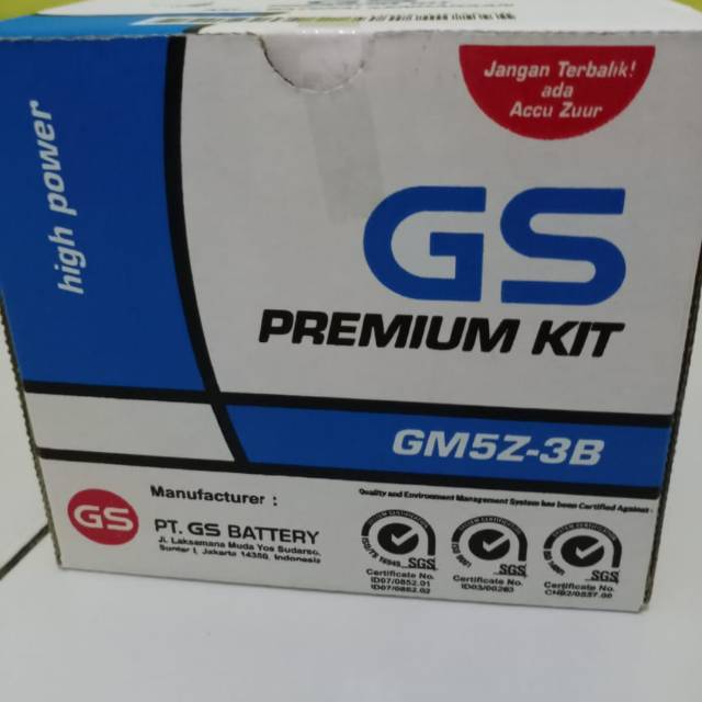 Aki GS Astra GM5Z- 3B PK (basah) untuk Mio sporty/grand/Supra x/Jupiter Z/