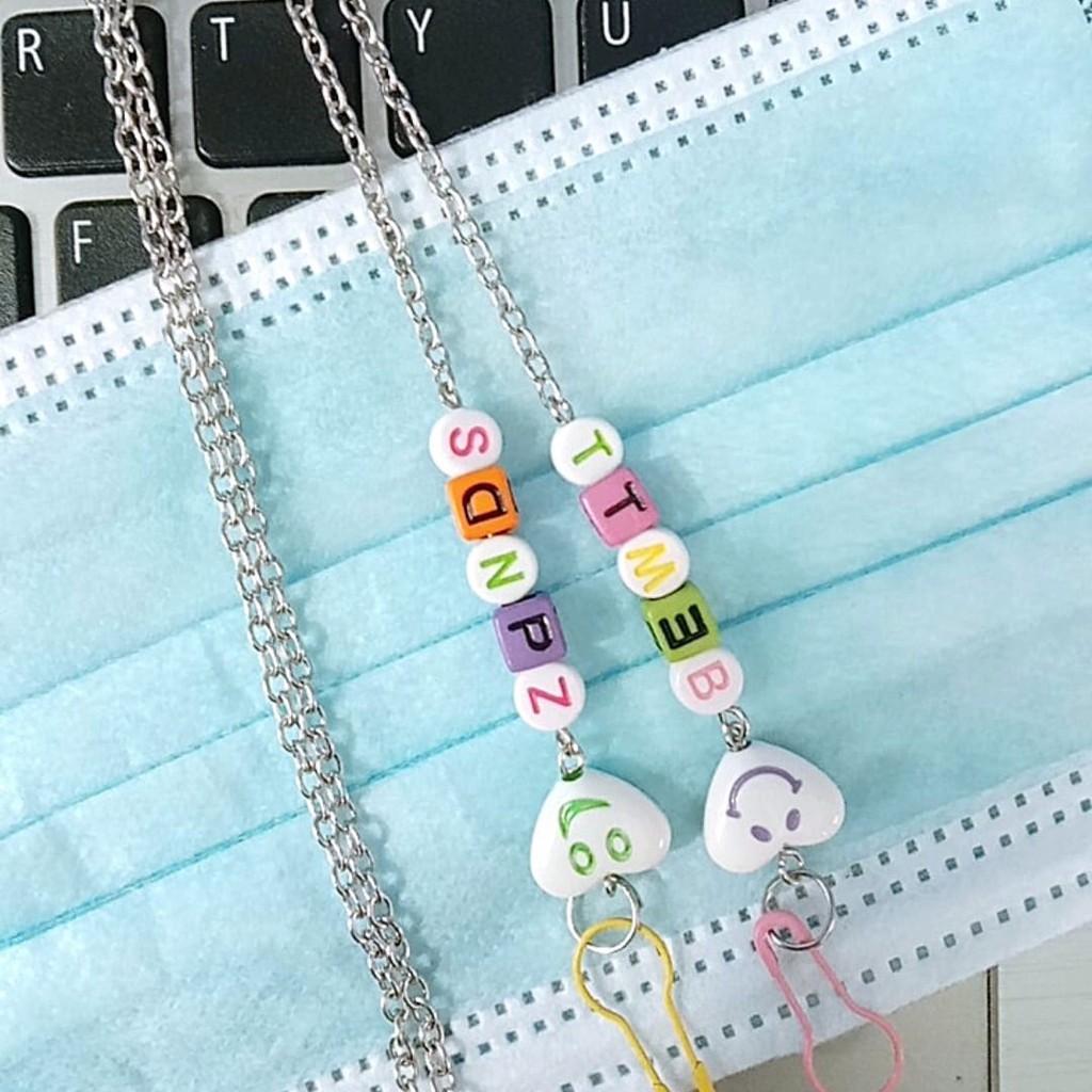 Mask Chain Neck Strap Kalung masker Rantai Manik LOVE Emoji Kalung masker Hijab Strap mask korea