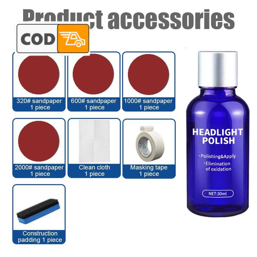 [BISA COD] Cairan Pemutih Kaca Lampu Mobil Buram Kuning Pembersih Anti Gores Headlight Headlamp Instan Repair Headlight Polish 30ml