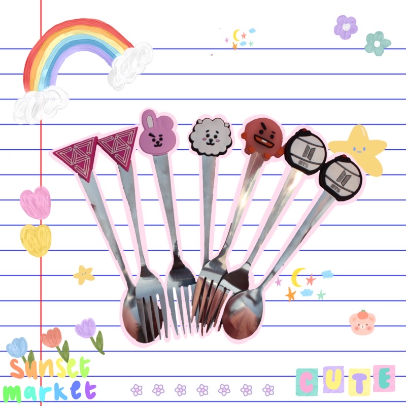 [COD] BTS BT21 SENDOK GARPU ANAK KOREA KPOP SEVENTEEN COOKY RJ SHOOKY