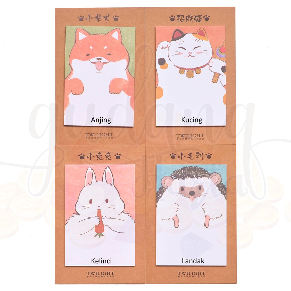 

Sticky Notes Vintage Anjing Kucing Landak Kelinci Big Dog Cat Rabbit Lucu Memo Note GH 301279