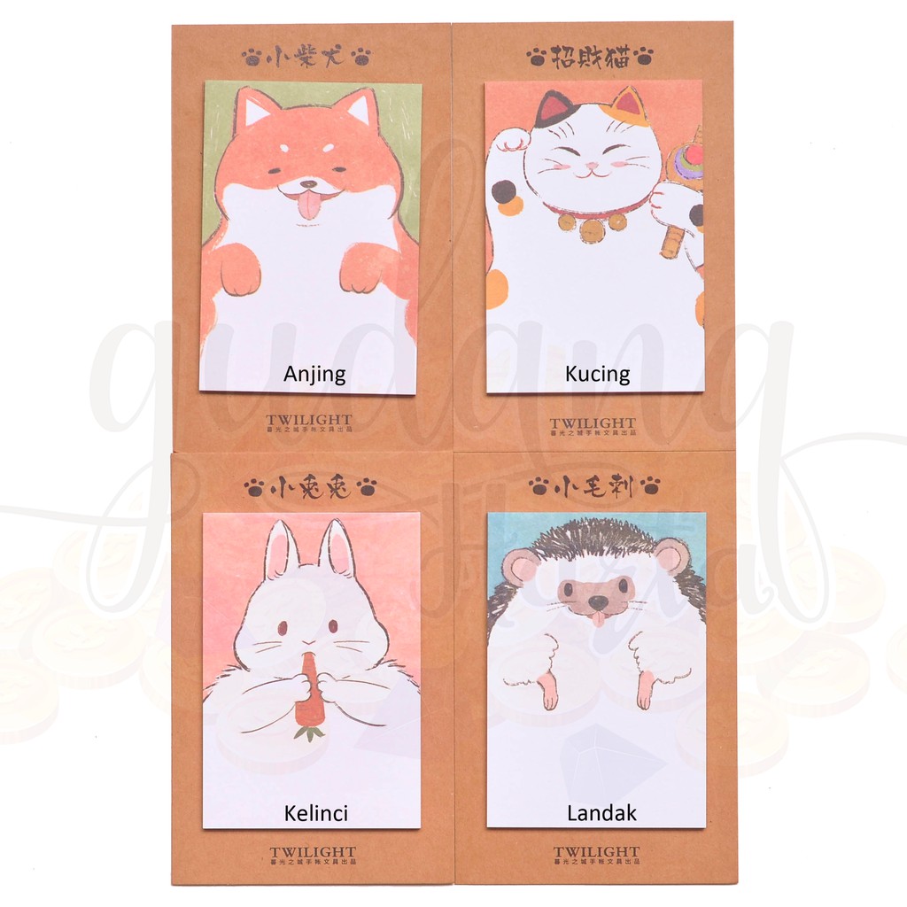 Sticky Notes Vintage Anjing Kucing Landak Kelinci Big Dog Cat Rabbit Lucu Memo Note GH 301279