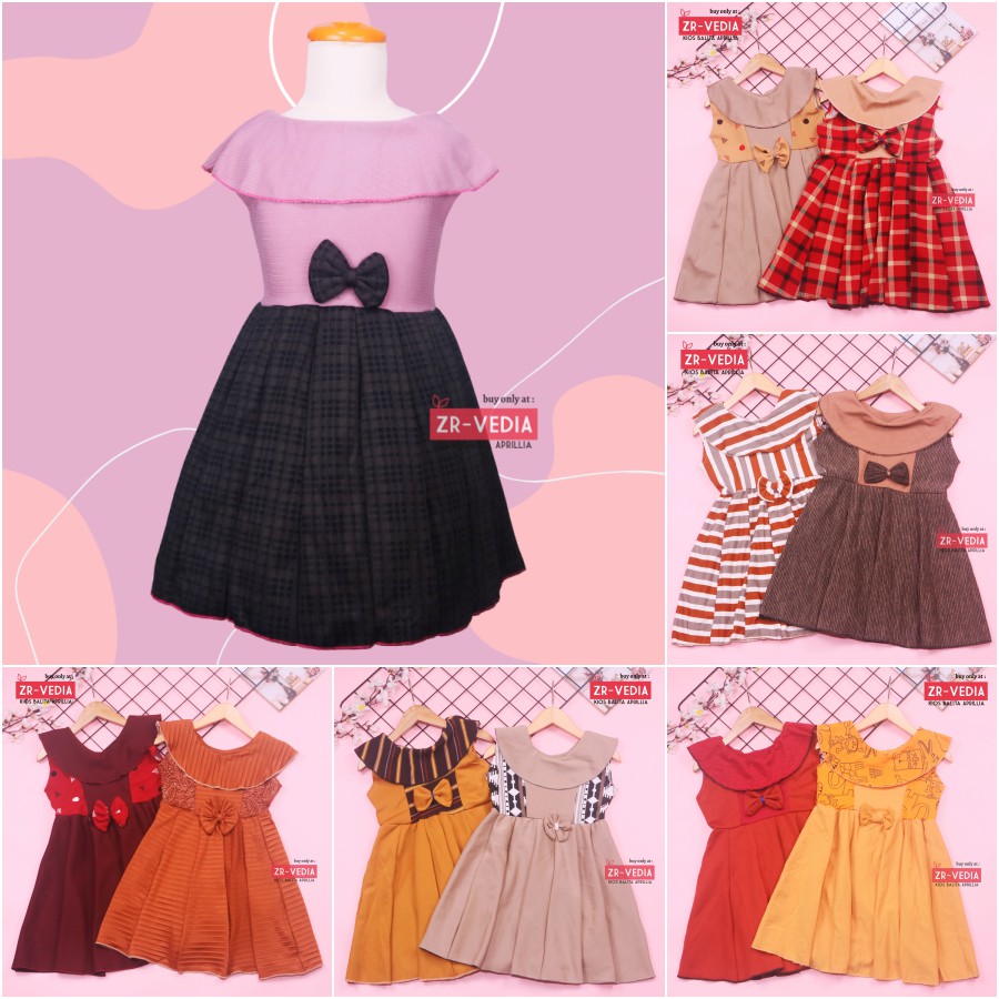 Dress Cantika uk 4-5 Tahun / Baju Anak Perempuan Dres Yukensi Harian Gaun Pesta Balita Cewek Import