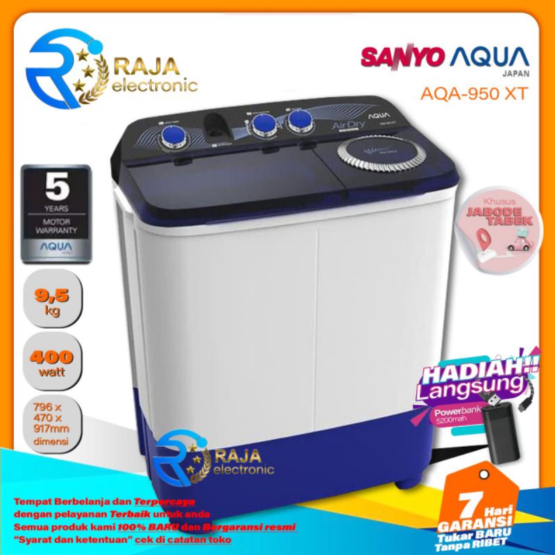 Mesin Cuci AQUA JAPAN AQA-950XT 9Kg 2 tabung bergaransi resmi AQUA SANYO