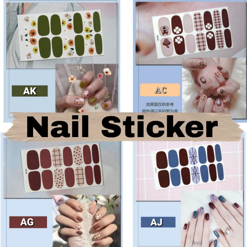 Nail Sticker Sticker Kuku Cute Art Motif Tangan Garis Tahan Air