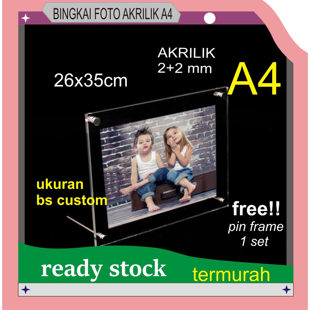 frame standing /poster acrylic meja a4 2mm+2mm 35x26cm
