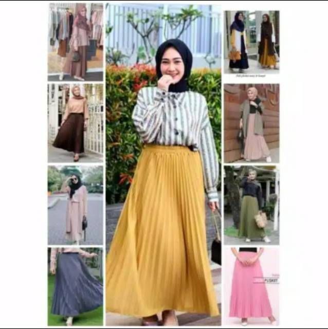 Rok Plisket Hyget super mayung polos + tali