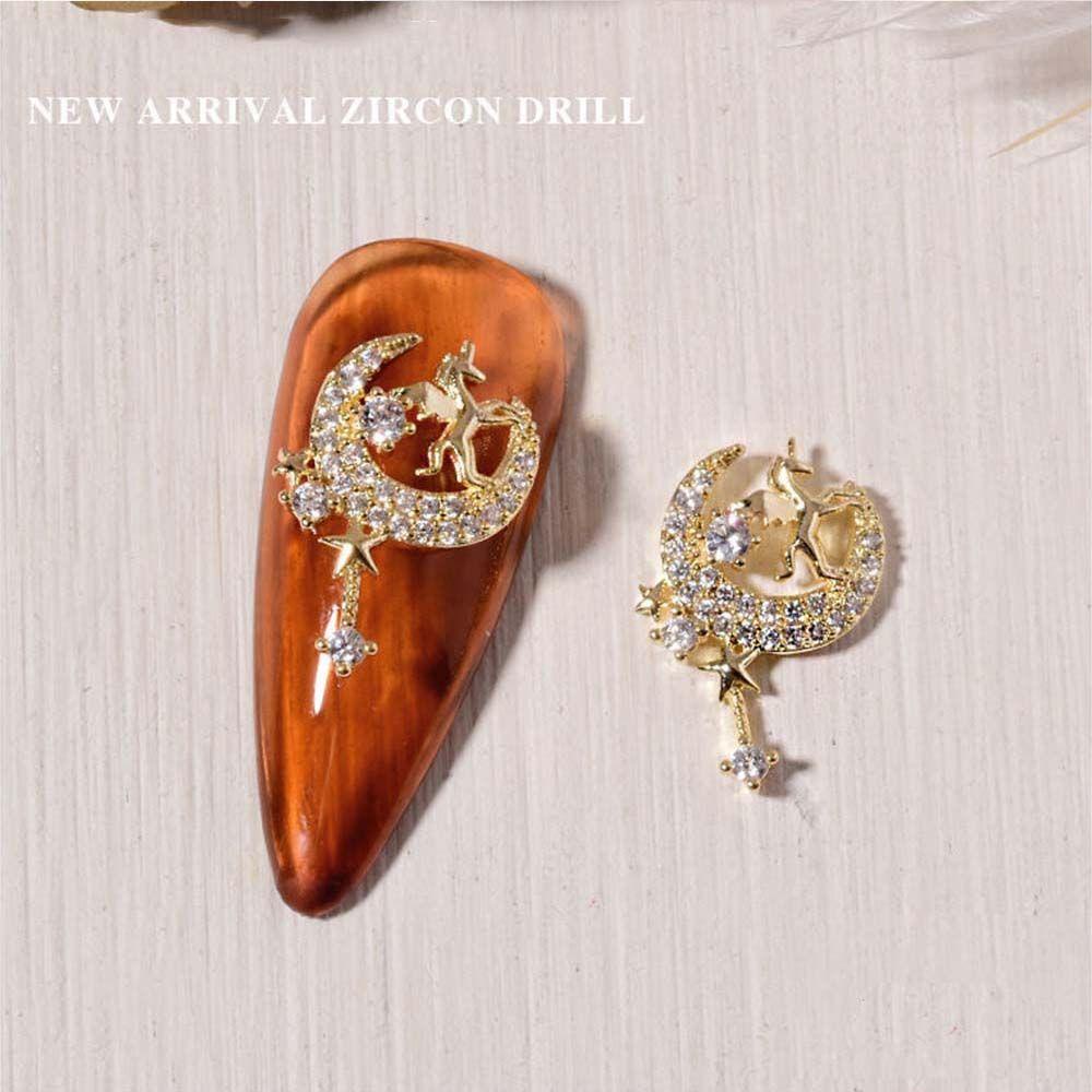 AUGUSTINA Augustina Perhiasan Kuku Kristal Mewah DIY Manicure Charm Nail Art Ornamen Zirkon Nail Art Dekorasi