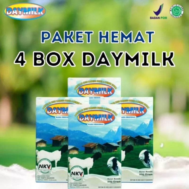 

Paket Hemat Murah 4 Box Susu Kambing Etawa Bubuk Daymilk Enak Sehat Alami Bergizi Bernutrisi Bukan Goatfit Gomillk Gomars Halal BPOM MUI 200gr