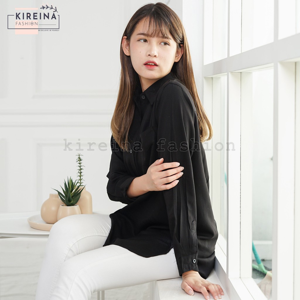 Kemeja Basic Wanita Atasan Kerja Wanita Bahan Rayon Twill | Kireina Fashion