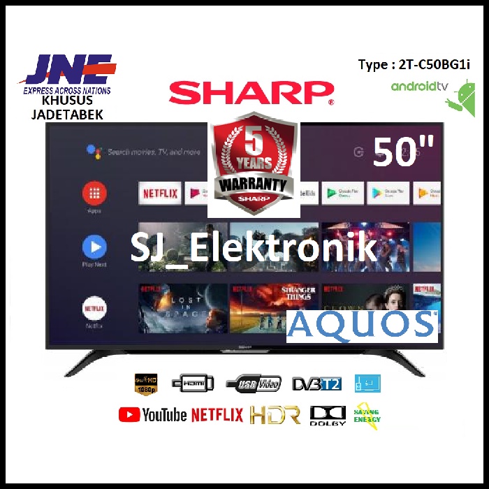LED TV Sharp 50 Inch 2T-C50BG1i / 50BG1 FullHD AndroidTV 9.0 HDMI