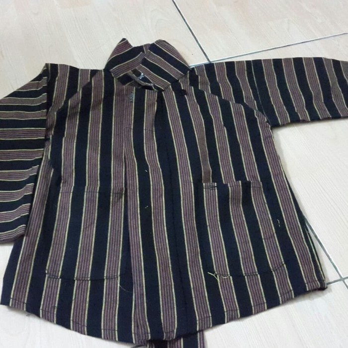 WS BAJU PAKAIAN SURJAN LURIK DEWASA TENUN HALUS ADAT JAWA JOGJA SOLO - Hitam, M