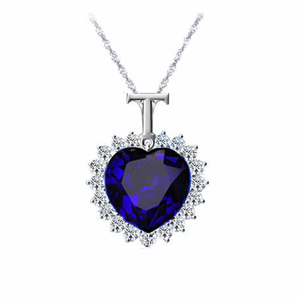 Women Fashion Blue Crystal Pendant Necklace Fashion Classic Jewelry