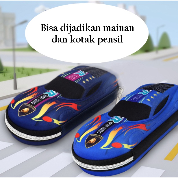 Tempat Pensil Kotak pensil Tepak 3D Timbul Hardtop Pencil Case Motif Mobil Murah-6