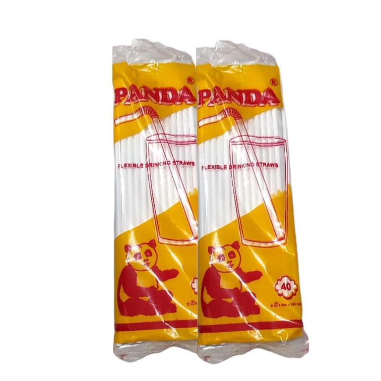 Sedotan Putih Tekuk Panda 5 mm isi 40 pc/pax