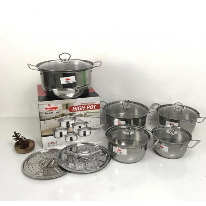 PANCI SET HIGH POT STAINLESS STEEELL HAPPY FUN