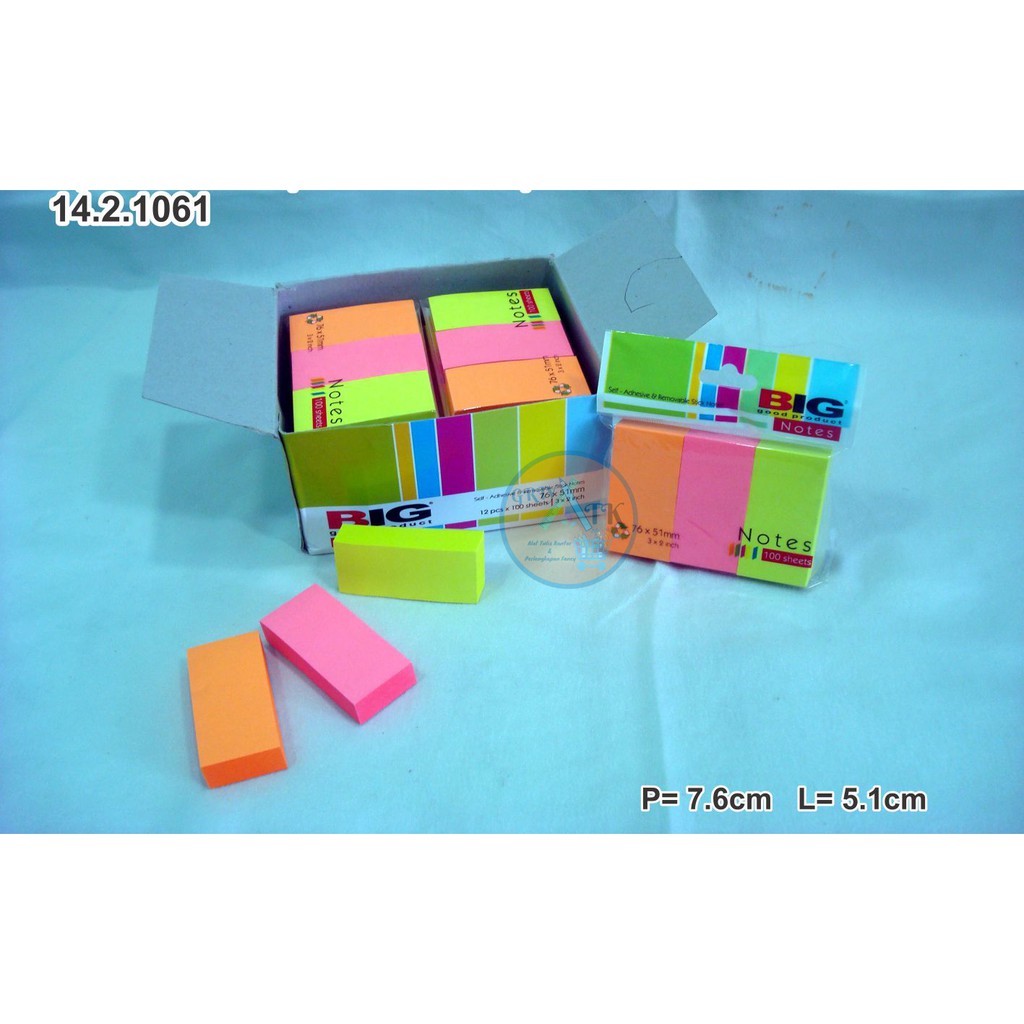 

Sticky Note Post It BIG 3 Warna Ukuran 76 x 51 mm Murah