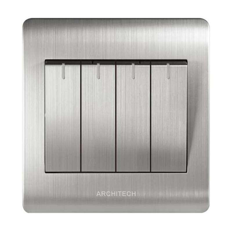 Architech Saklar 4 Gang 1 Arah B9-KO4A Platinum Silver Dan Rose Gold