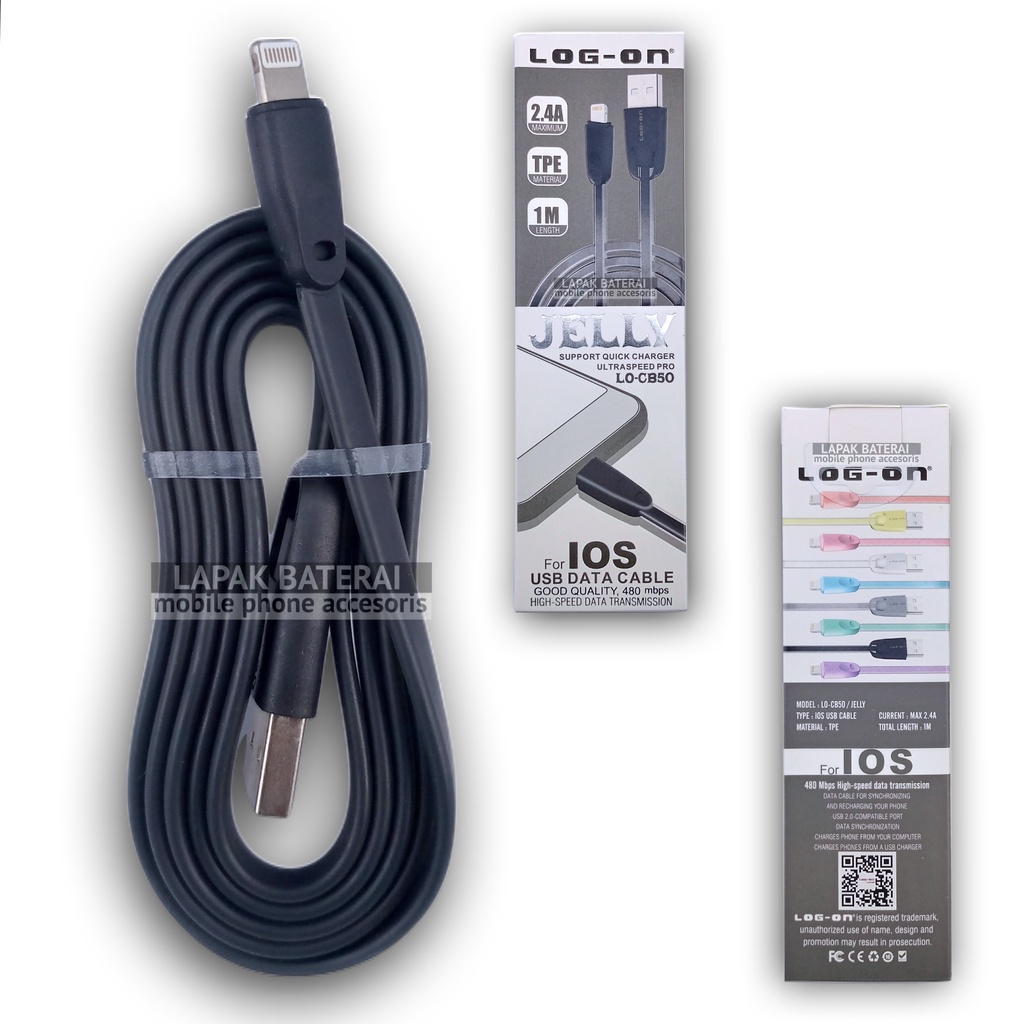 LOG - ON CB50i 1M Kabel Data Iphone Lightning 2.4A Support Quick Charger 3.0 | QC 3.0