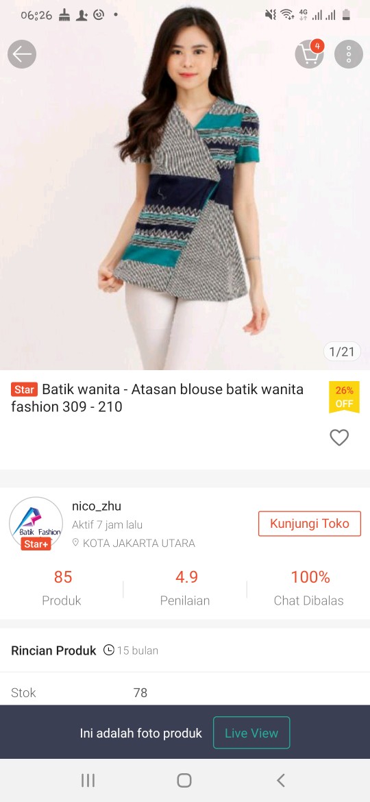 Batik Wanita - Atasan Blouse Batik Wanita Fashion 309