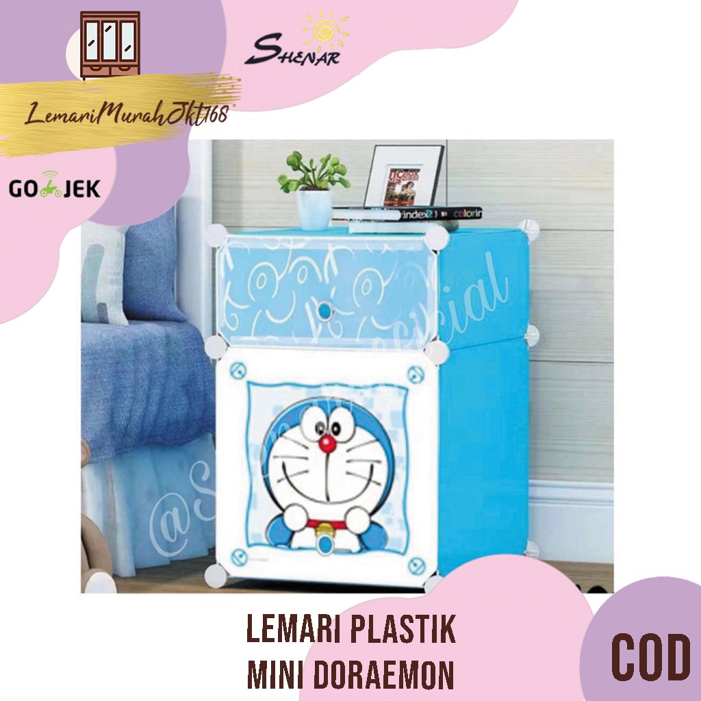 Lemari Plastik  Mini  Anti Air Rak  Buku  Susun 2 Pintu 