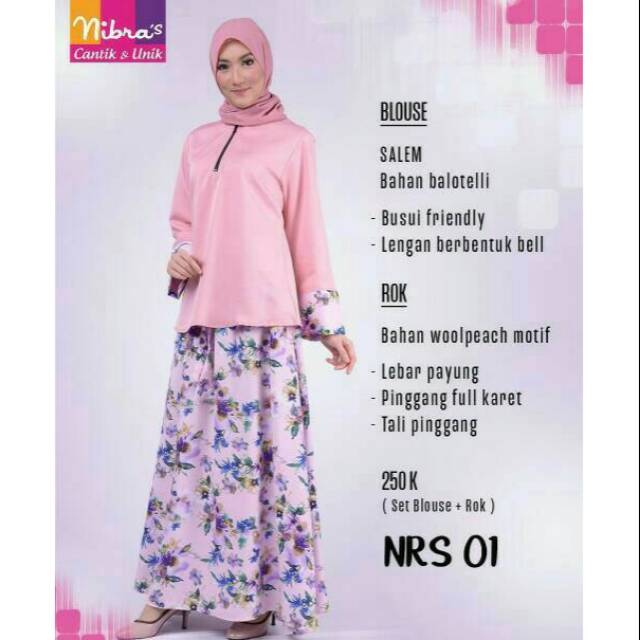 NRS01/Nibras Rok Setelan/setelan rok nibras/setelan rok dewasa/atasan bawahan