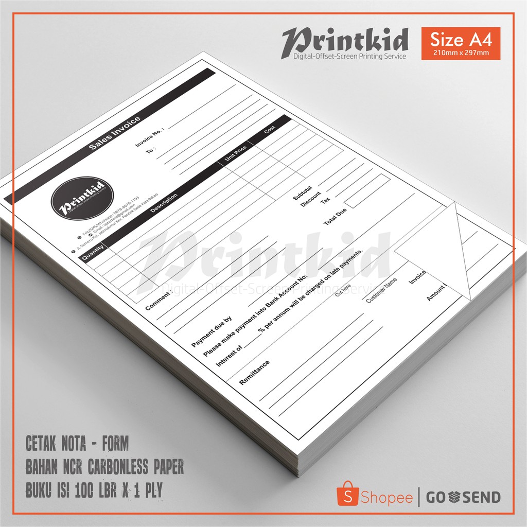 

Cetak Form/Nota Ukuran A4 - 1 PLY
