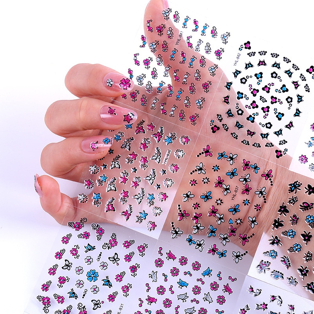 1pc Stiker Kuku 3D Warna Hijau Bawang Untuk Nail Art