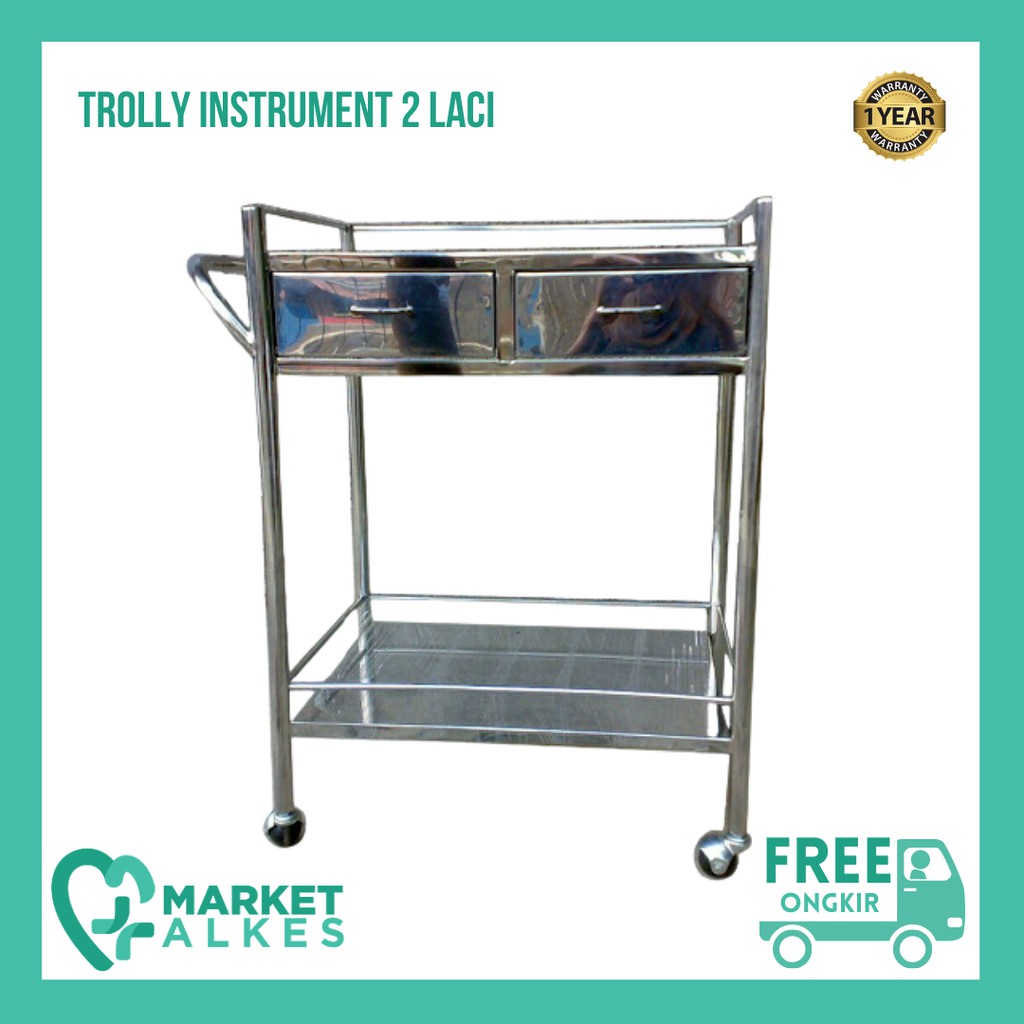 Jual Trolly Instrumen Trolley Instrument Laci Susun Stainless Berkualitas Shopee Indonesia