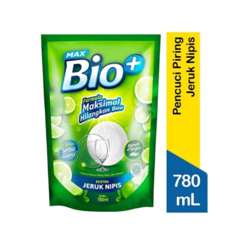 Max Bio+ Cairan Pencuci Piring Jeruk Nipis 780Ml | Sabun Cuci Piring Murah