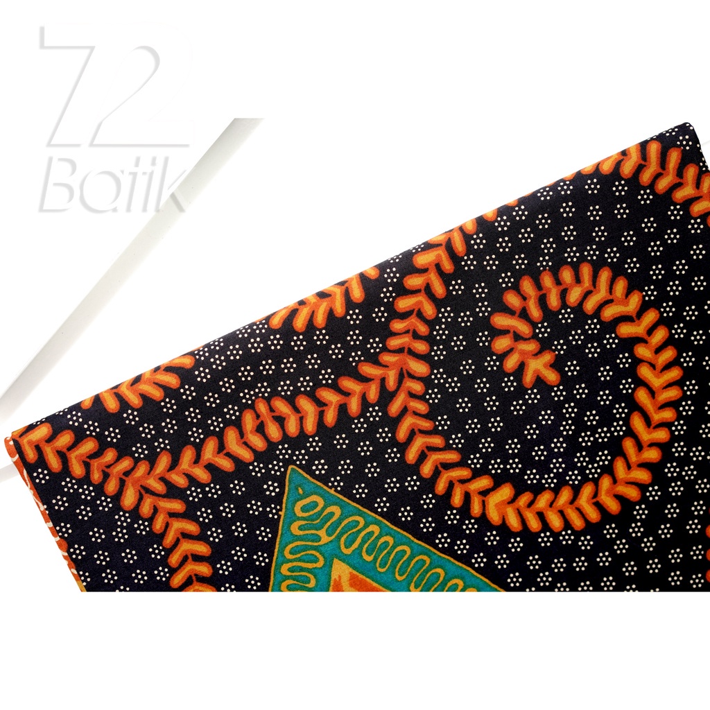 KAIN BATIK PREMIUM Bahan Katun Motif Tali Asri Warna Hitam Orange 726164 Cap 72 Jarik Jarit Samping Kebat Panjang Batik Katun Modern Premium Bahan Seragam Batik Pernikahan Kantor Keluarga Murah Kamen Jadi Batik Bali Lembaran