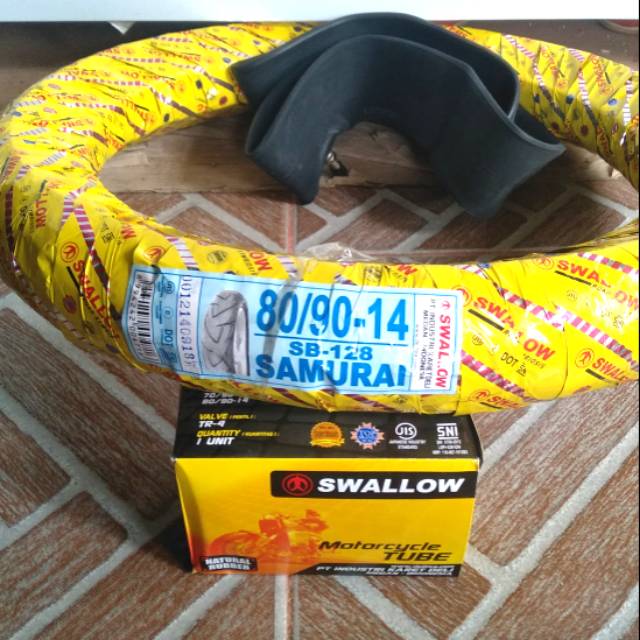 Paket ban luar + ban dalam matic swallow uk.80/90.ring 14.untuk semua jenis motor matic