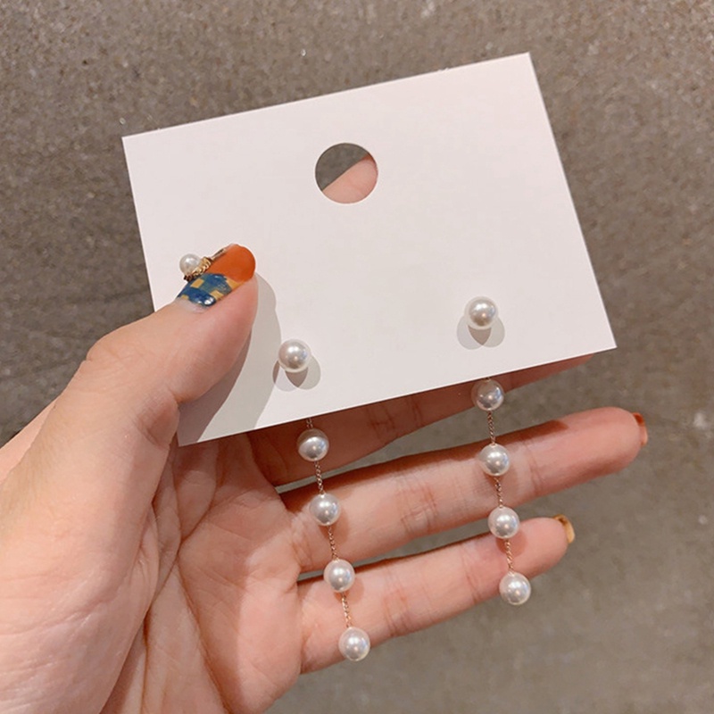 Anting Gantung Panjang Model Tetesan Air Dengan Rumbai Mutiara Natural Gaya Korea Jepang Untuk Wanita