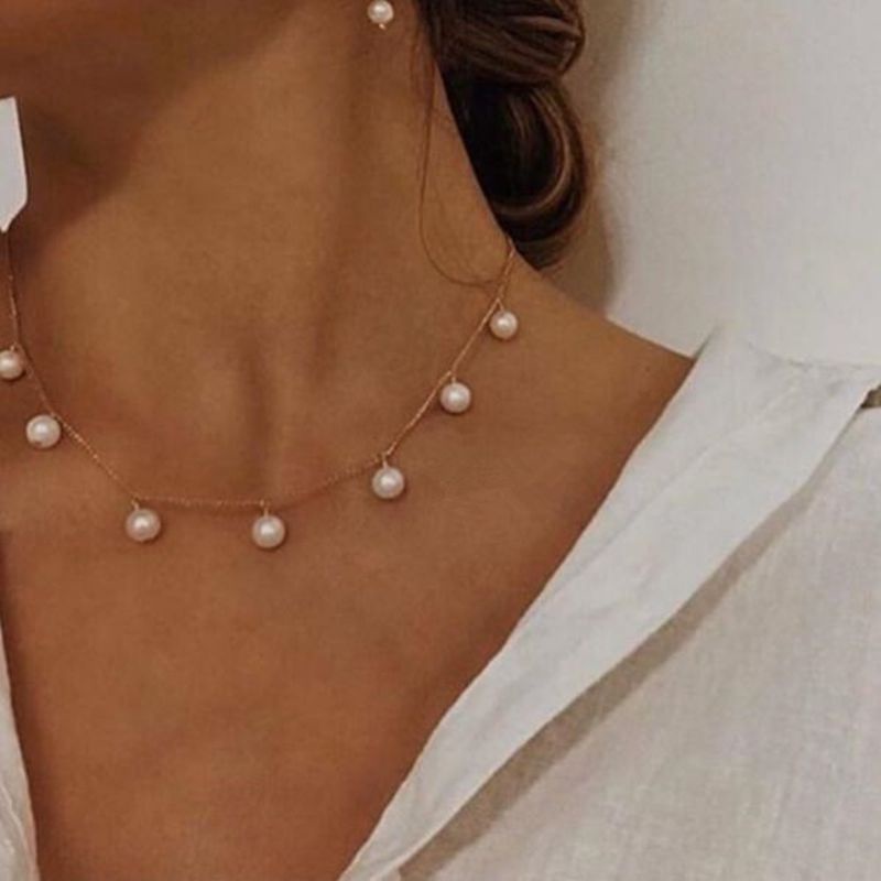 Alyssa Korean Pearl Charm Necklace Kalung Liontin Mutiara Bandul Korea