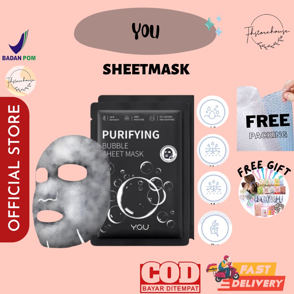 BUBBLE SHEET MASK BY Y.O.U PURIFYING YOU Bubble Detox Purifying Bubble Sheet Mask Y.O.U Bubble Sheet Mask MASKER BUBBLE MASKER WHITENING YOU Bubble Detox Purifying Bubble Sheet Mask Kawaii