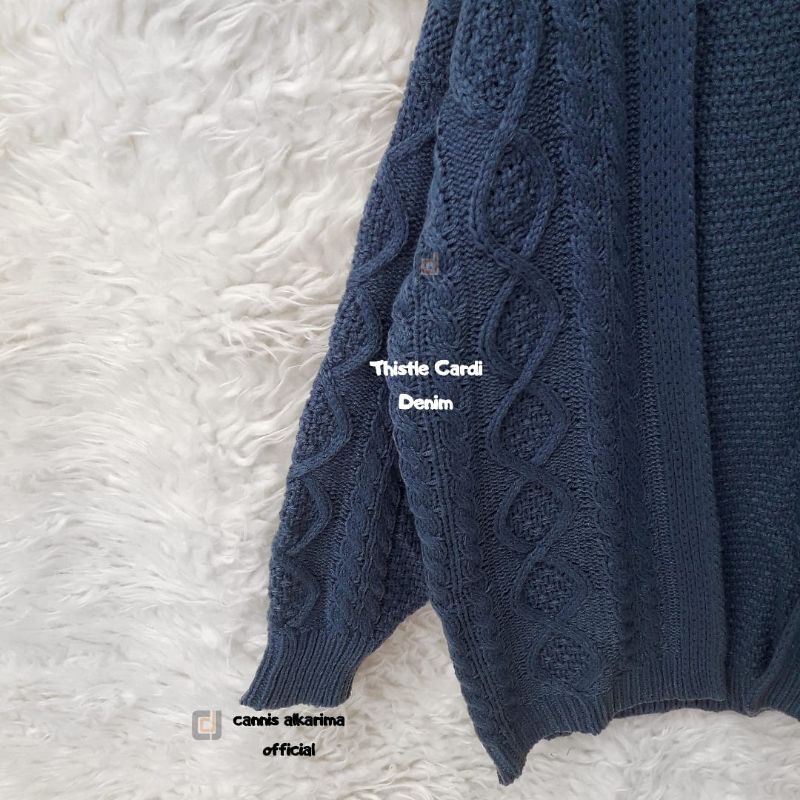 [NEW] Cardigan Cable Thistle Series - Cardigan Rajut Tebal-Cardigan Musim Dingin-Denim