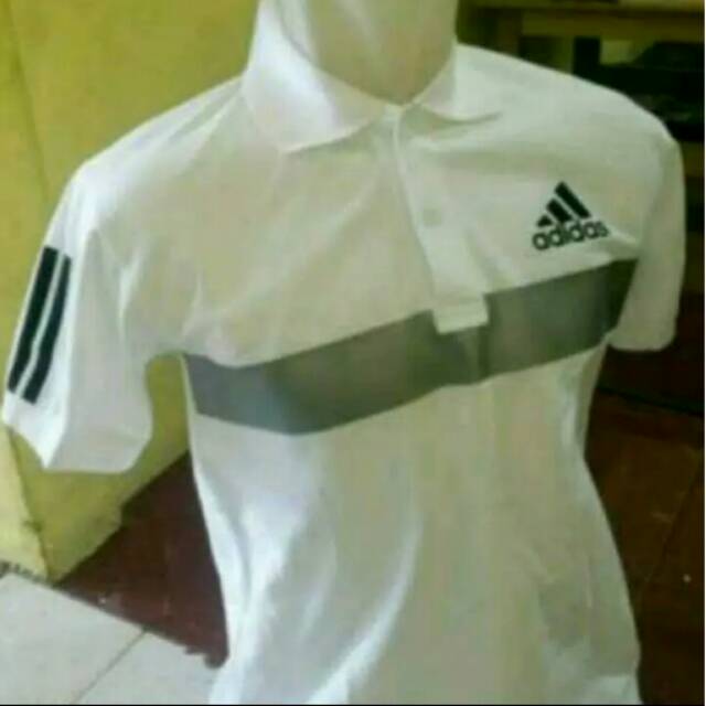 Polo Shirt Kaos Kerah Pria Baju Keren T Shirt Kerah Adidas Putih