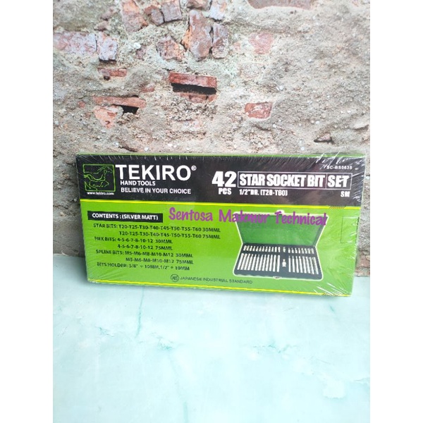 TEKIRO 42 PCS SET Star Hex Spline Socket Sock Sok Bit L Bintang 42pcs